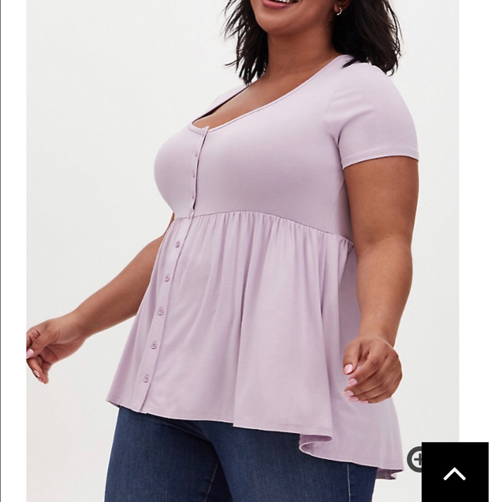 SUPER SOFT LILAC PURPLE BUTTON FRONT BABYDOLL TEE